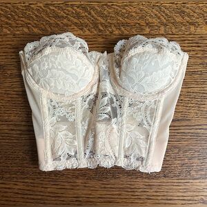 Floral Lace Bustier, True Vintage, Blush Pink Corset Bra